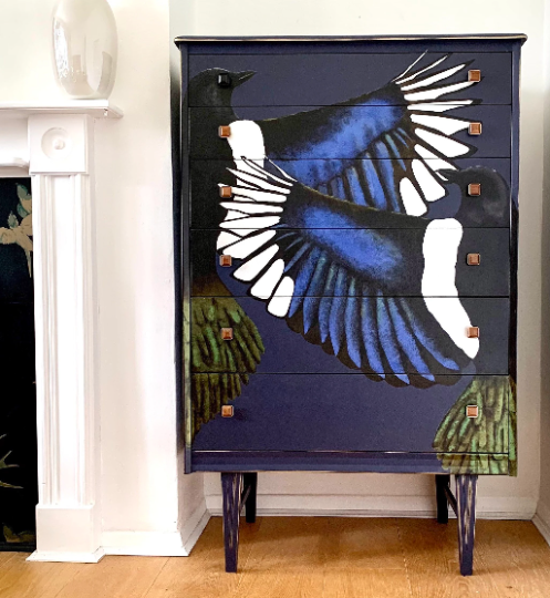 Mid Century Magpie Tallboy Chest of Drawers