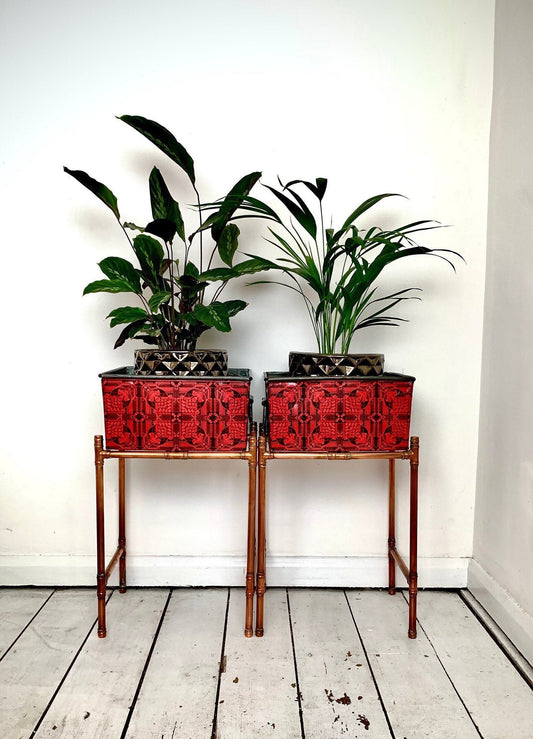 Vintage Decoupaged Plant Stands