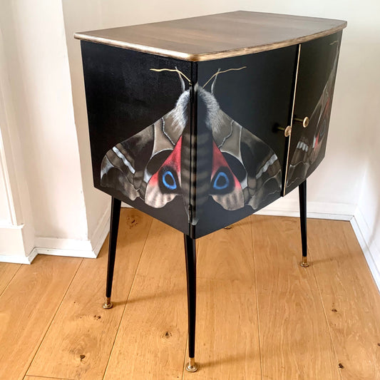 Mid Century Moth Record / Cocktail Cabinet (with coloured lights)