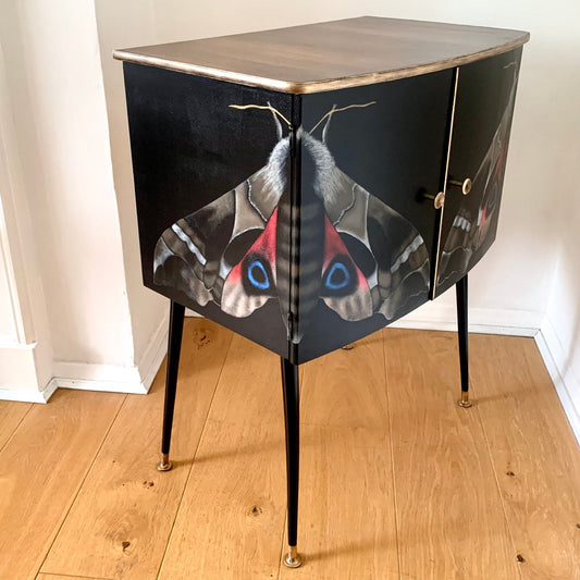 Mid Century Moth Record / Cocktail Cabinet (with coloured lights)