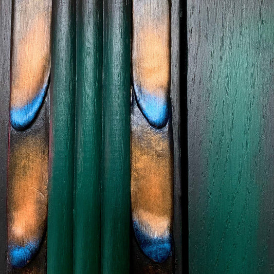 Art Deco Walnut and Stained Glass Cabinet