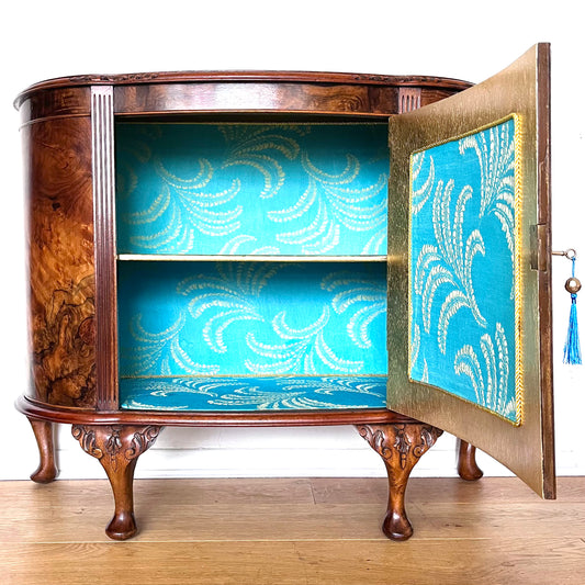 Antique Demilune Walnut Cabinet