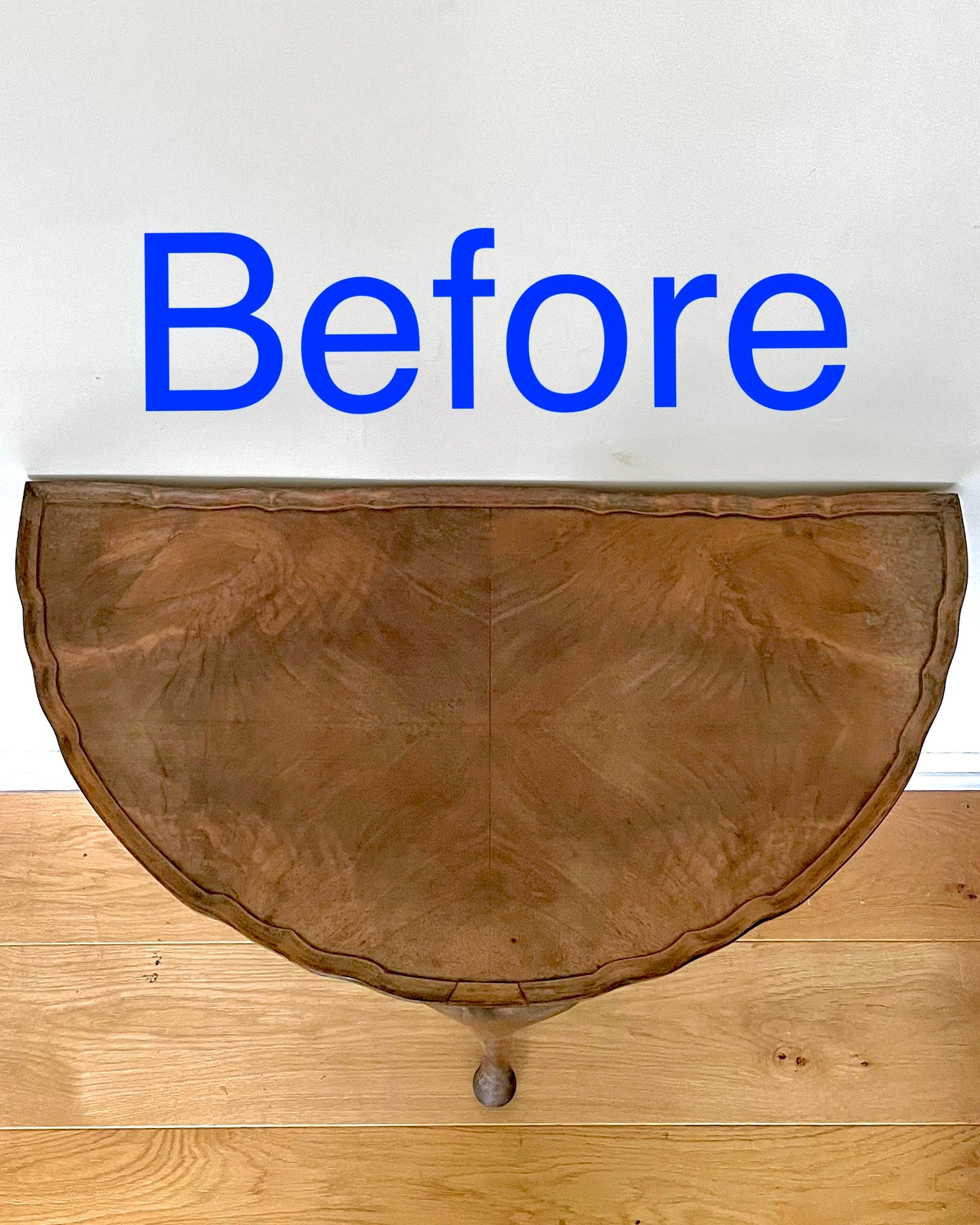 Gold Metal Leaf Demilune Table with Mirrored Glass