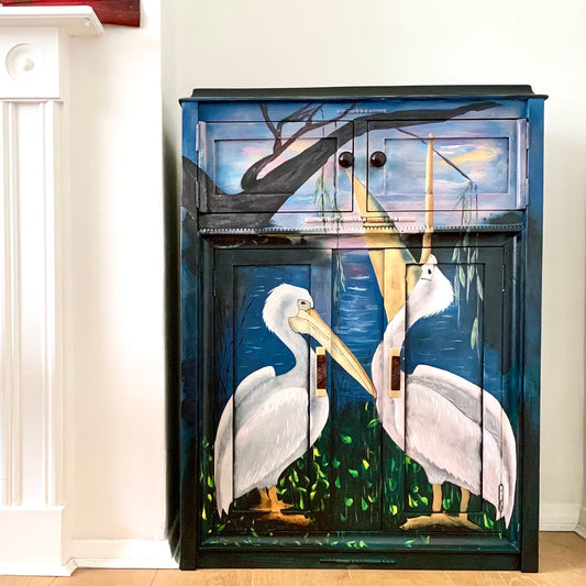 1930s Walnut Pelican Cabinet