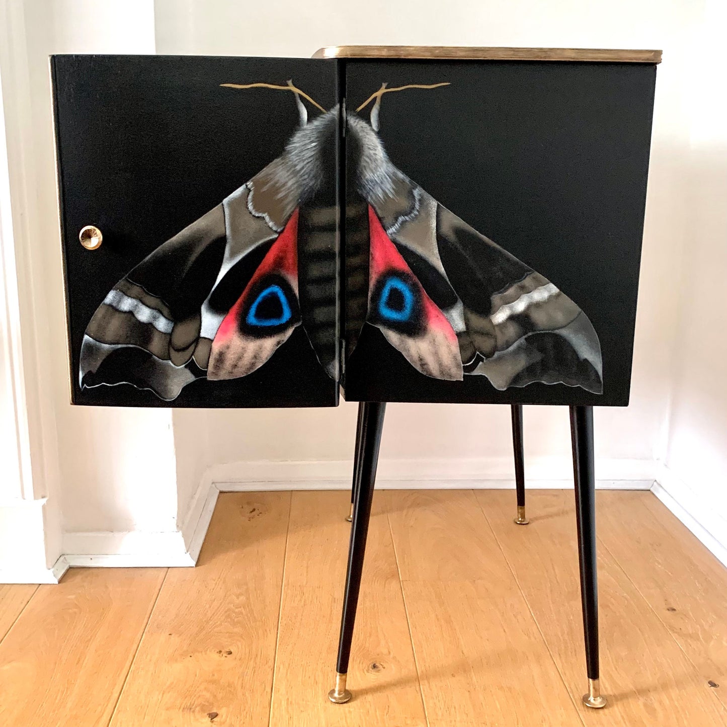 Mid Century Moth Record / Cocktail Cabinet (with coloured lights)
