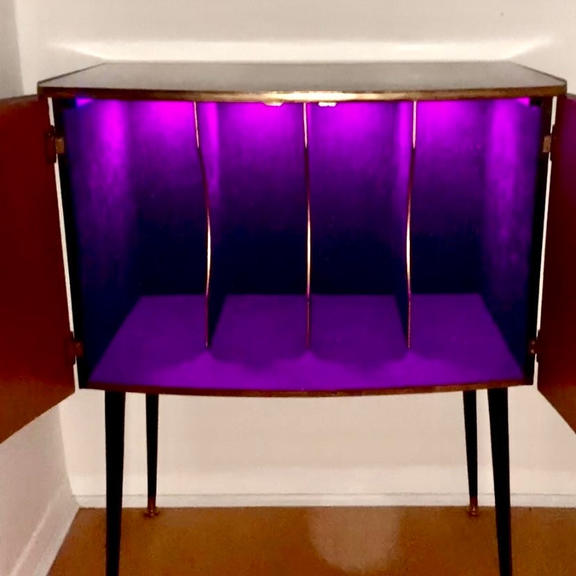 Mid Century Moth Record / Cocktail Cabinet (with coloured lights)