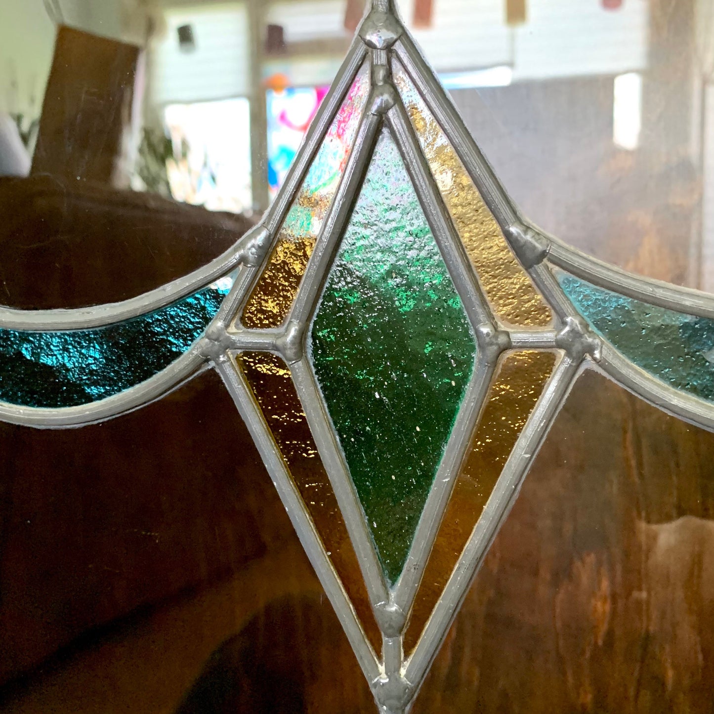 Art Deco Walnut and Stained Glass Cabinet