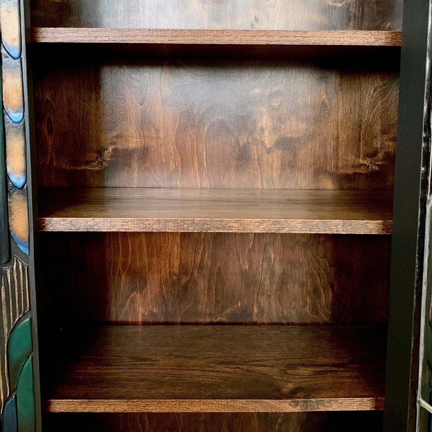 Art Deco Walnut and Stained Glass Cabinet
