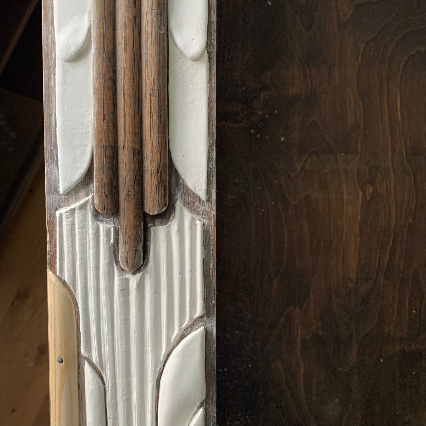 Art Deco Walnut and Stained Glass Cabinet