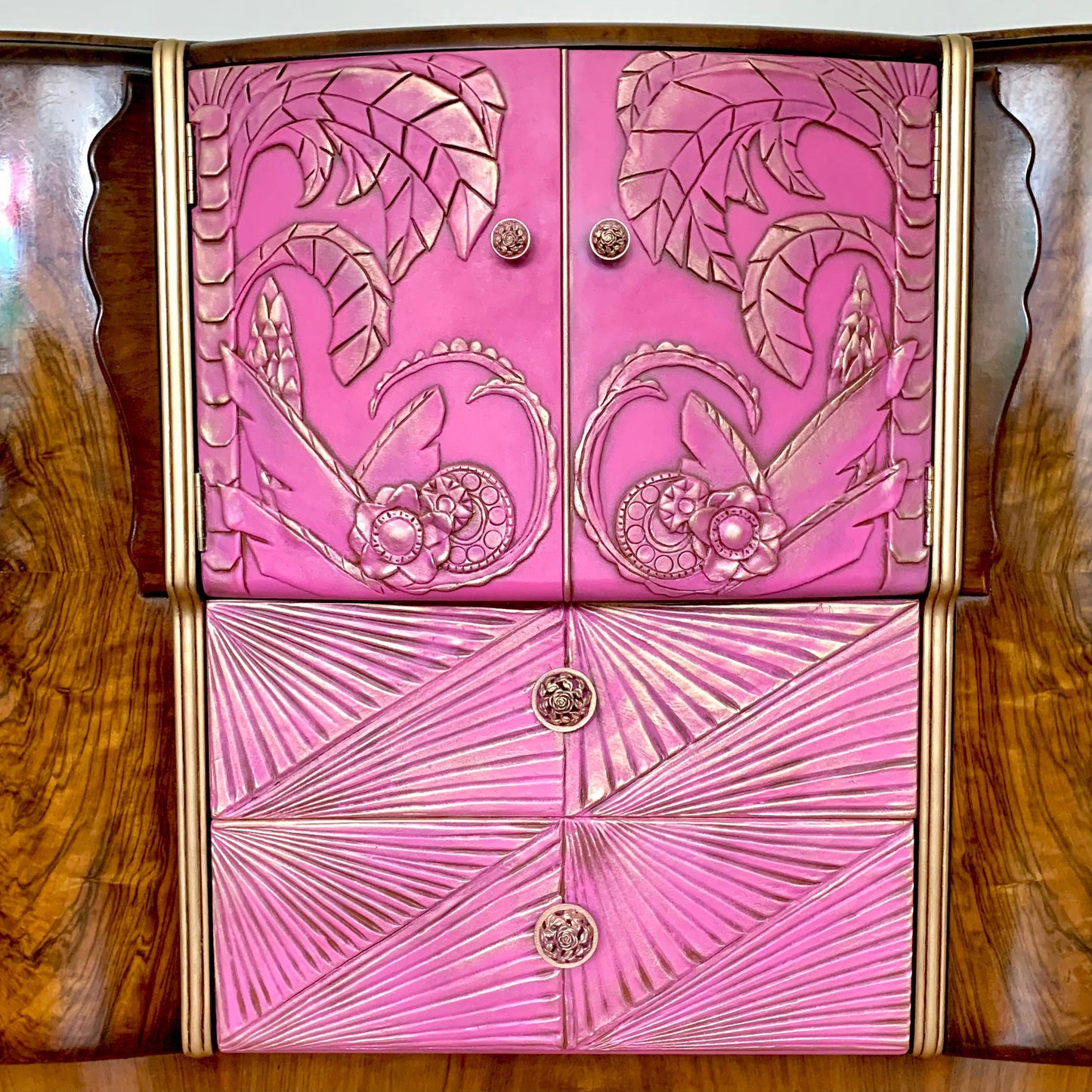 Jacob Summer’s & Sons MCM Cocktail Cabinet with Mother of Pearl