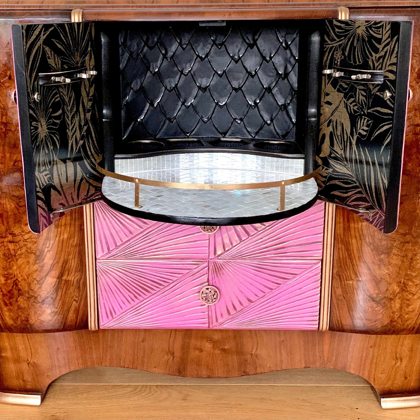 Jacob Summer’s & Sons MCM Cocktail Cabinet with Mother of Pearl