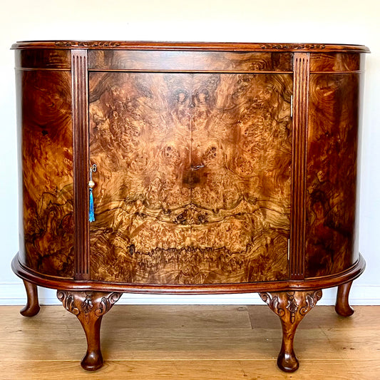 Antique Demilune Walnut Cabinet