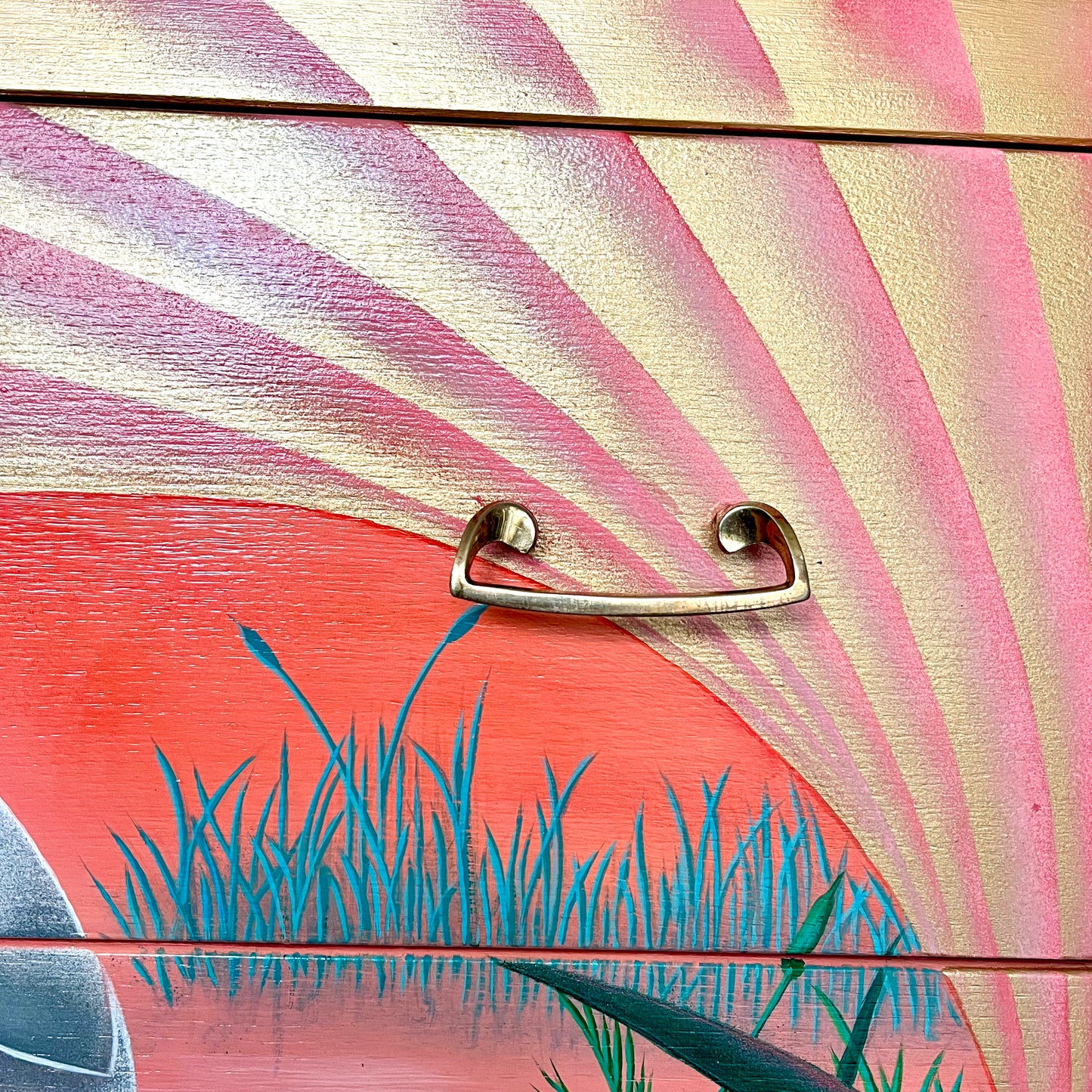 Mid Century Heron Dressing Table - original artwork