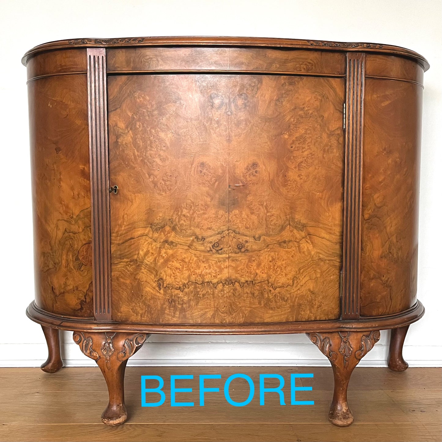 Antique Demilune Walnut Cabinet
