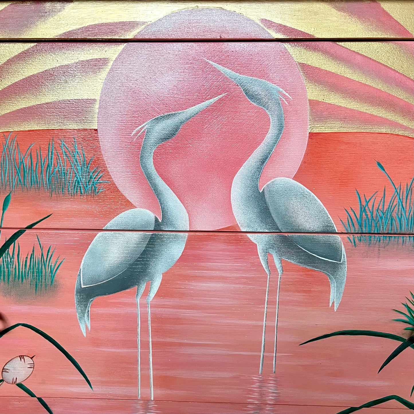Mid Century Heron Dressing Table - original artwork